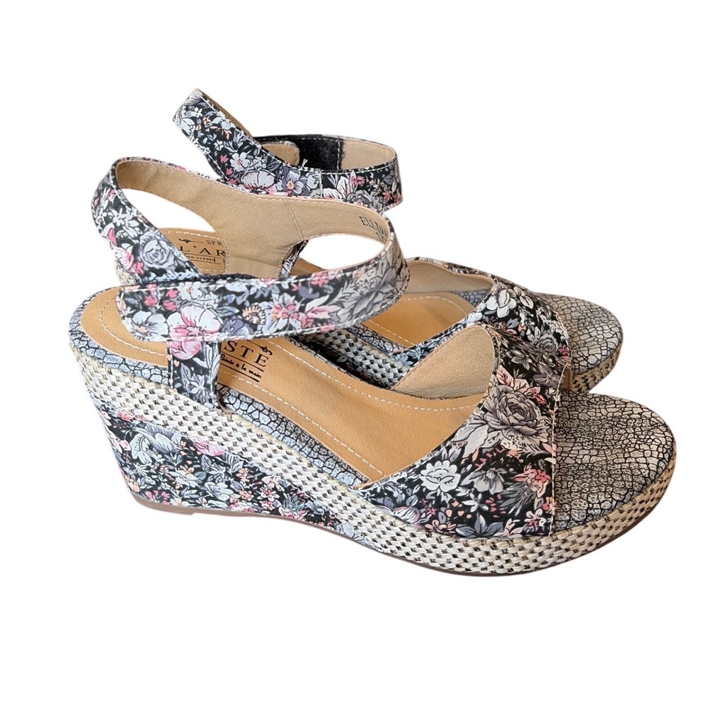 L'Artiste Spring Step Ellimae Multi Floral Wedge Sandals Leather 37 US 6.5-7 - Picture 3 of 9